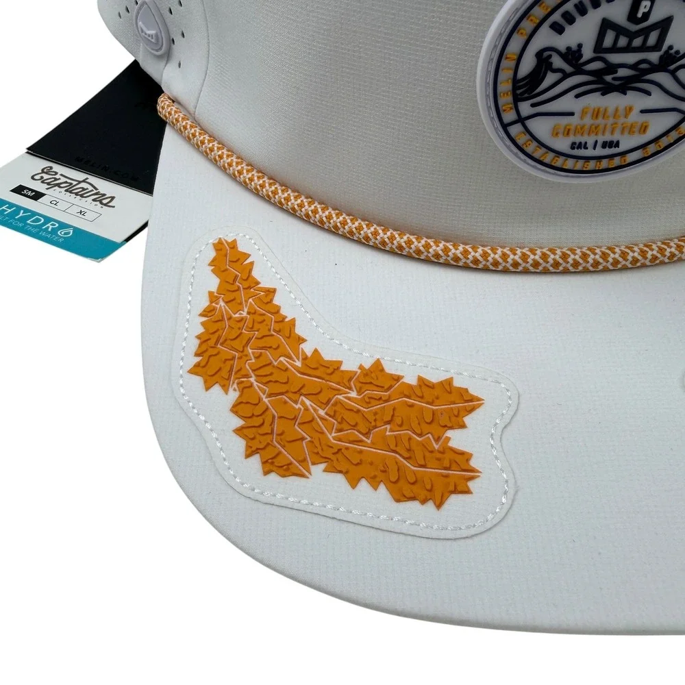 Melin Coronado Hydro Captains Hat White Gold Snapback‎ Small NWT Mens Cap